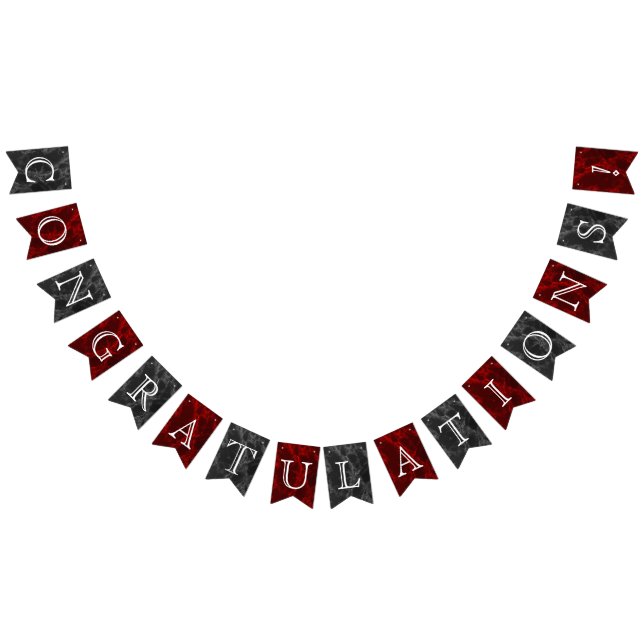 Congratulations - Black & Red Marble Bunting Flags (All)