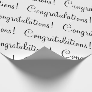 Congratulations Black Script Wedding Baby Grad Wrapping Paper
