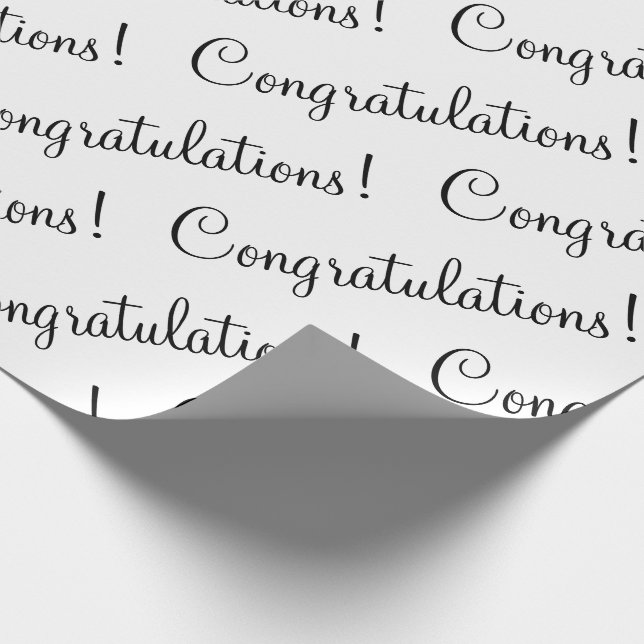 Congratulations Black Script Wedding Baby Grad Wrapping Paper (Corner)