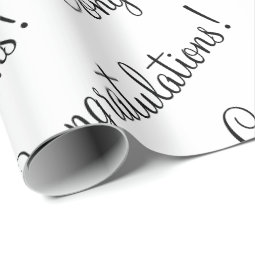 Congratulations Black Script Wedding Baby Grad Wrapping Paper | Zazzle