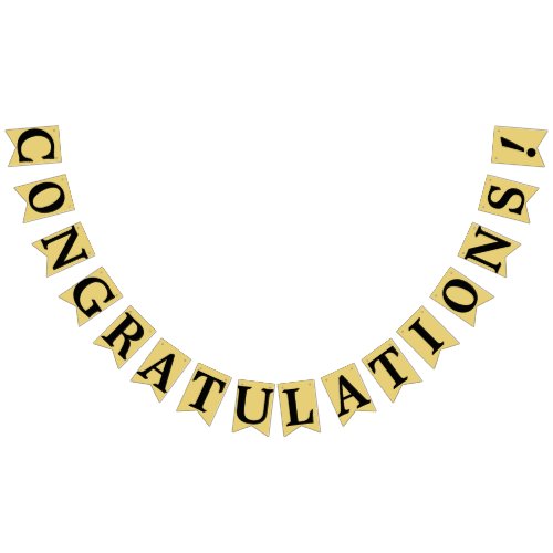 CONGRATULATIONS Black Text On Old Gold Color Bkgd Bunting Flags