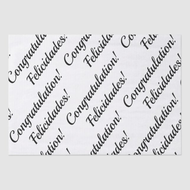 Congratulations Black & White Bilingual text Tissue Paper (Front)
