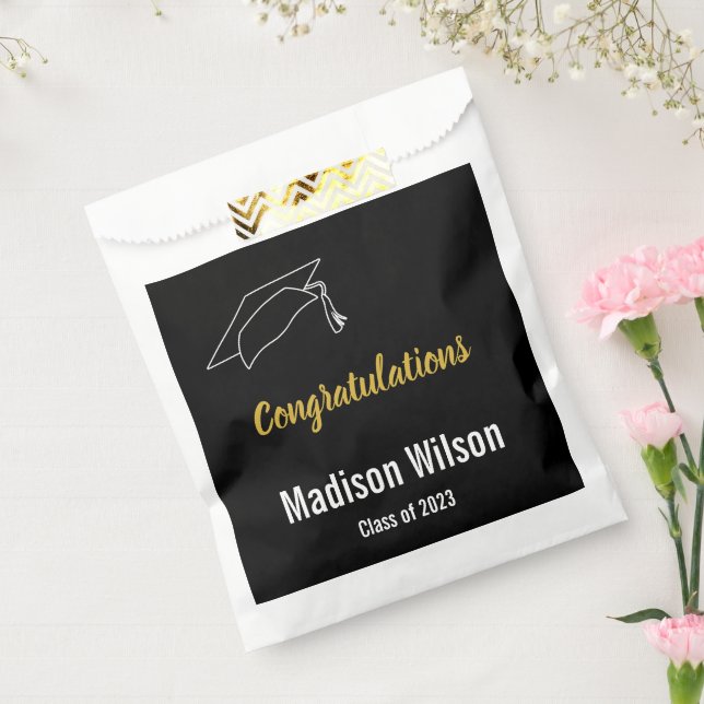 Congratulations Black White & Gold Graduation Favor Bag (Sealed)
