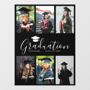 Congratulations Black White Graduation 6 Photo Wall Decal