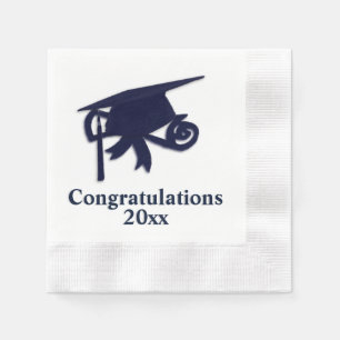 Congratulations Blue Cap Graduation Paper Napkins