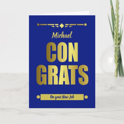 Congratulations Blue Gold Typography Card