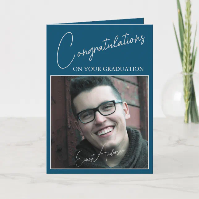 Congratulations Blue Graduate Photo Graduation Card | Zazzle