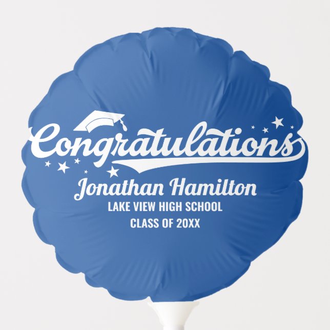 Congratulations Blue Graduation Party Balloon (Front)