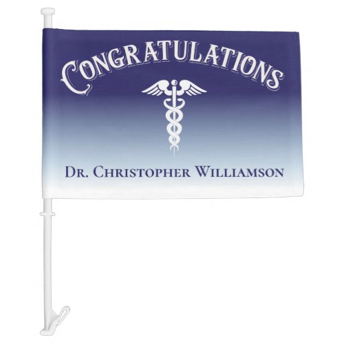 Congratulations Blue Medical Doctor Graduate Banne Car Flag