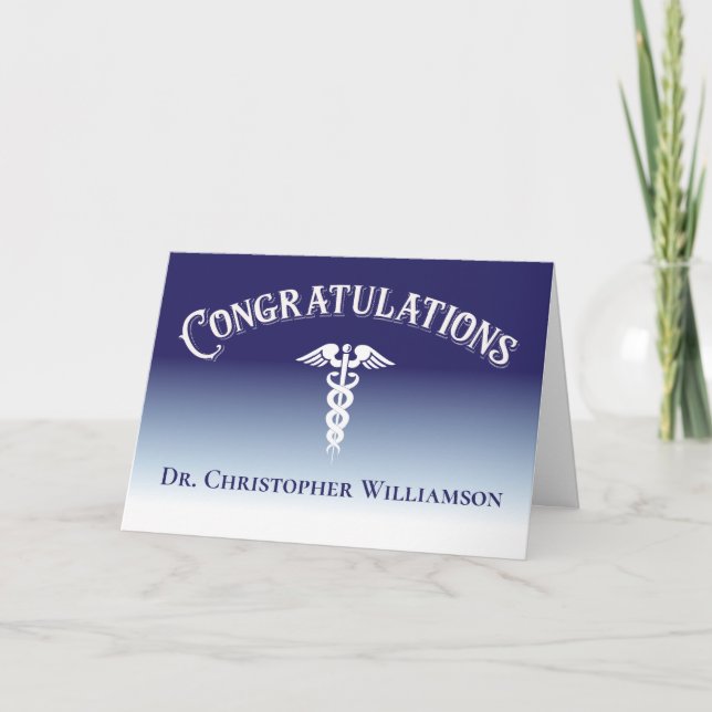 Congratulations Blue Medical Doctor Graduate Card (Front)