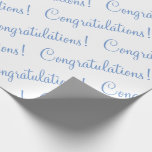 Congratulations Blue Script Wedding Baby Shower Wrapping Paper<br><div class="desc">Congratulations! Blue paper for a wedding, bridal shower, baby shower, promotion, new baby boy, etc. Simple & sweet.</div>