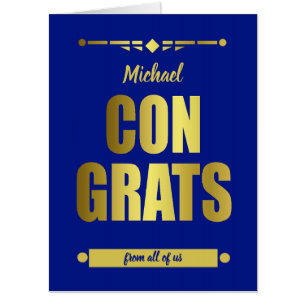 Congratulations Blue Typography Jumbo Card