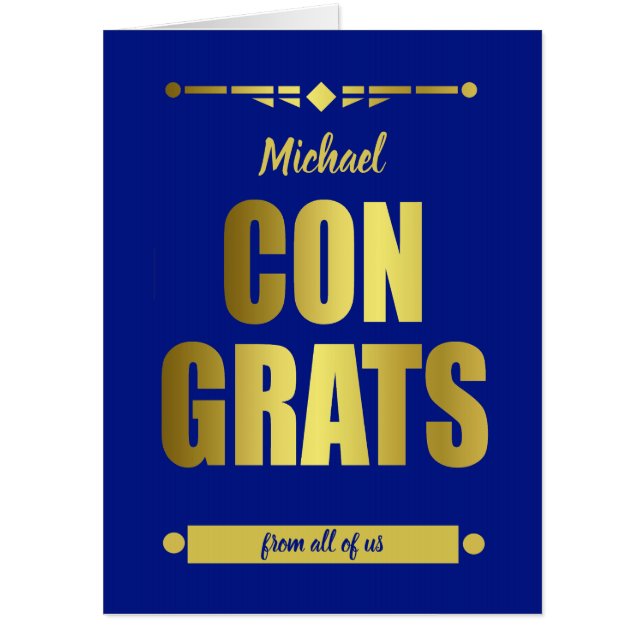 Congratulations Blue Typography Jumbo Card (Front)