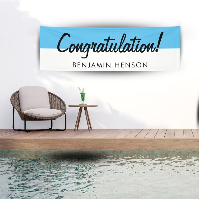 Congratulations Blue Typography Name Party Banner (Creator Uploaded)