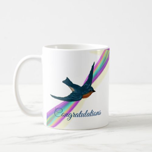 Congratulations Bluebird and Rainbow Coffee Mug