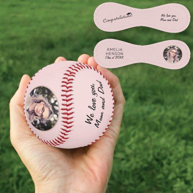 Congratulations Blush Pink Graduation Photo Baseball (Creator Uploaded)