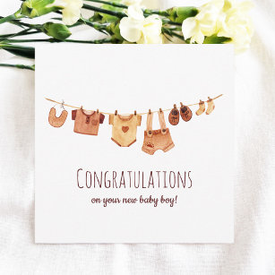 Congratulations Boho Baby Clothes   Card