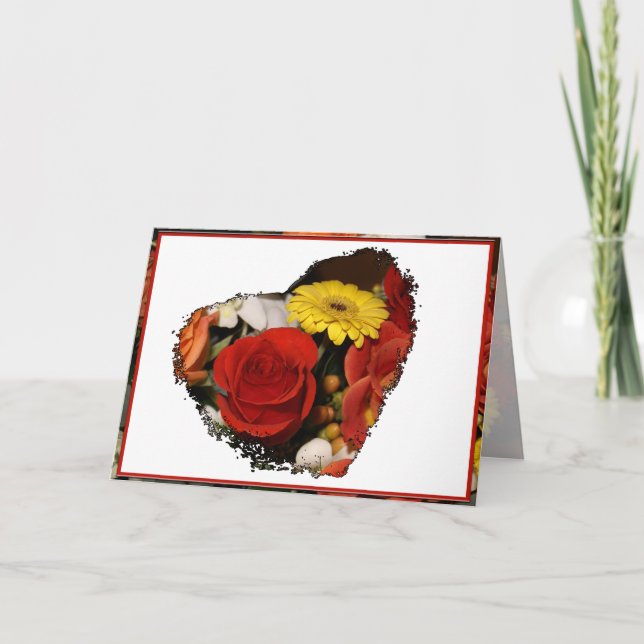 Congratulations Bouquet Grunge Flower Heart Card (Front)