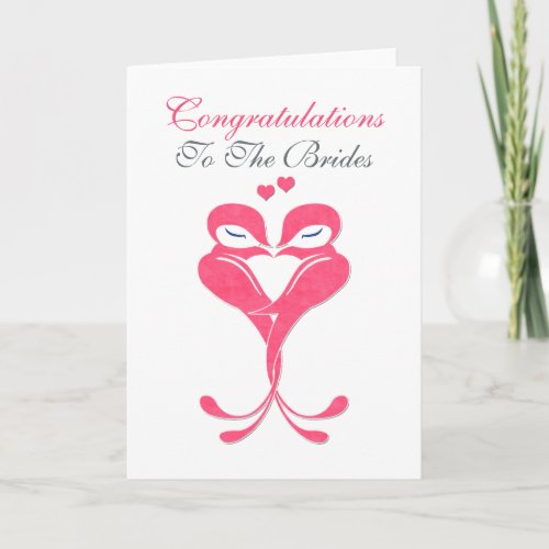 Congratulations Brides Love Birds Lesbian Wedding Card