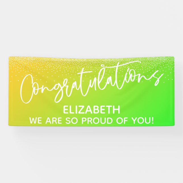 Congratulations Bright Yellow & Green Ombre Banner (Horizontal)