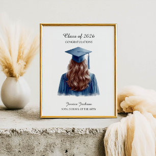 Congratulations Brunette Female Graduate Class of Poster