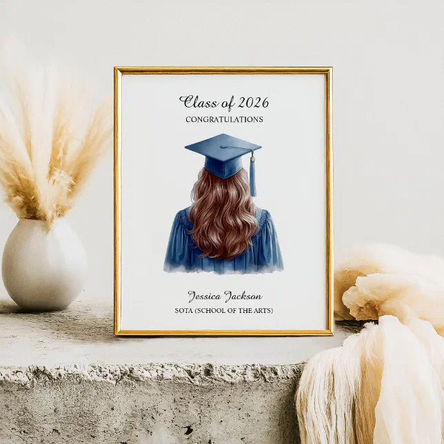 Congratulations Brunette Female Graduate Class of Poster | Zazzle