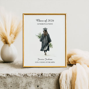 Congratulations Brunette Female Graduate Class of Poster