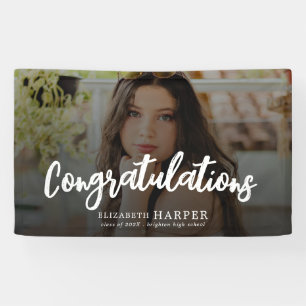 Congratulations Brush Script Photo Graduation Banner
