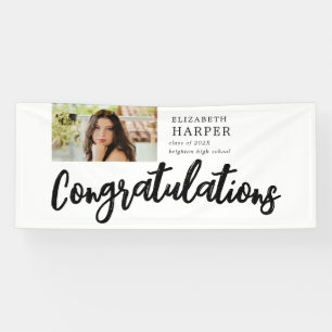 Congratulations Brush Script Photo Graduation Banner