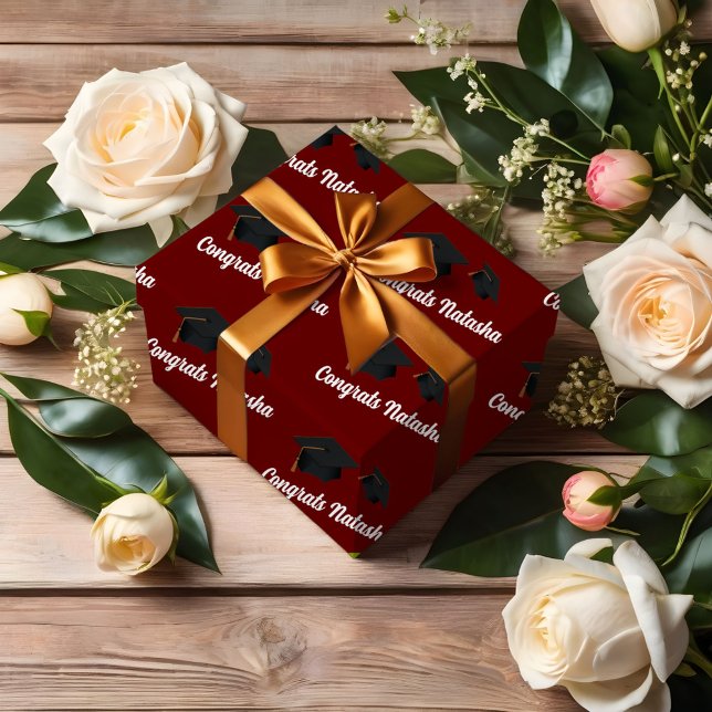 Congratulations Burgundy graduation celebration  Wrapping Paper Sheets (Creator Uploaded)