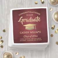 Congratulations Burgundy Red Gold Graduation Party