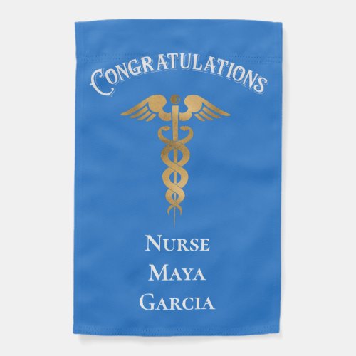 Congratulations Caduceus Gold Nurse Graduate Garden Flag