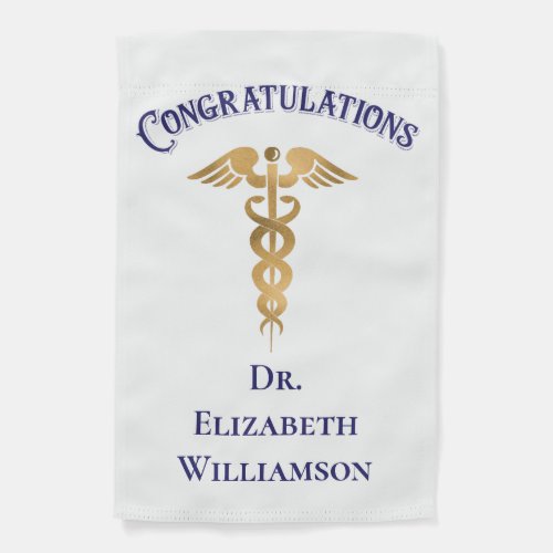 Congratulations Caduceus Gold Physician Doctor  Garden Flag
