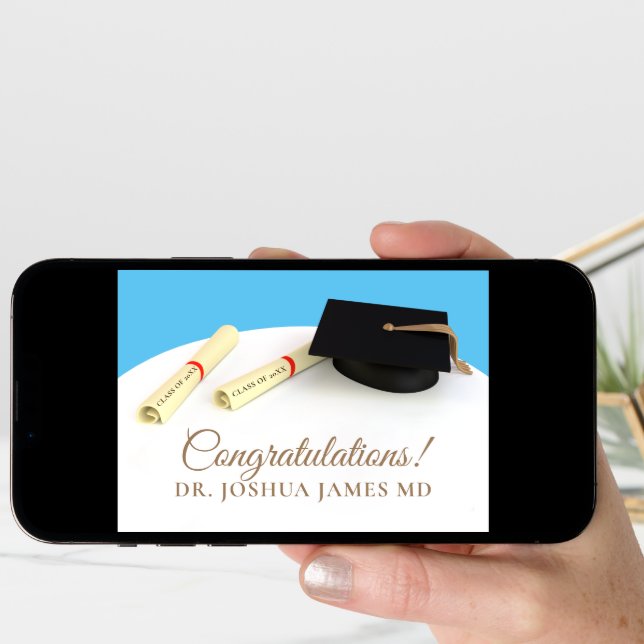 Congratulations Cap and Scrolls Graduation Card (Front Digital)