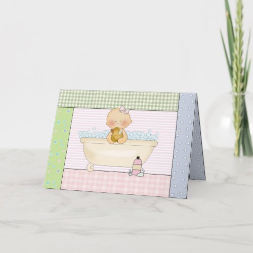 Congratulations Card Baby Girl In Bathtub Card