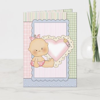 Congratulations Card: Baby Girl With Heart Card by LifeOverHere at Zazzle