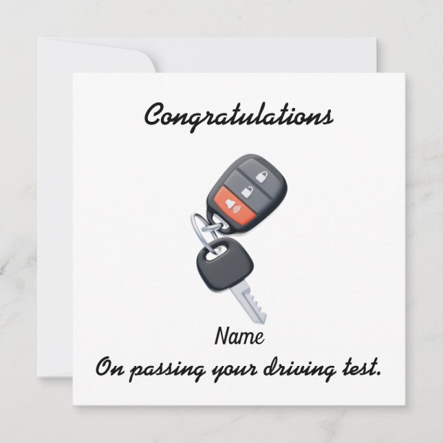 Congratulations card featuring car keys (Front)