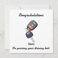 Congratulations card featuring car keys