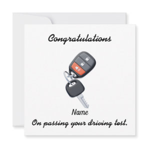 Congratulations card featuring car keys