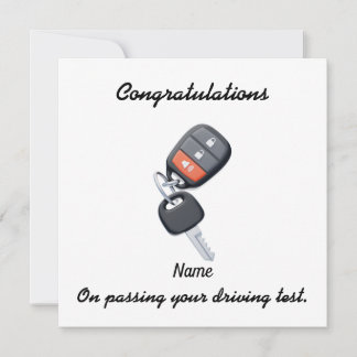 Congratulations card featuring car keys