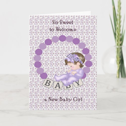 Congratulations Card for New Baby Girl in Lavender