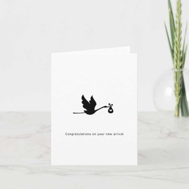 Congratulations Card, new arrival, stork, cute Card (Front)