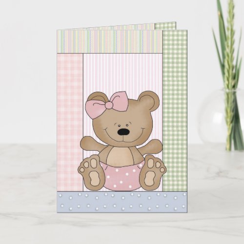 Congratulations Card Teddy Bear With Pink Bow Card