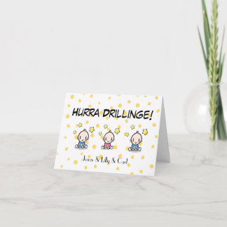 Congratulations card triplets, 2 boys 1 girl,