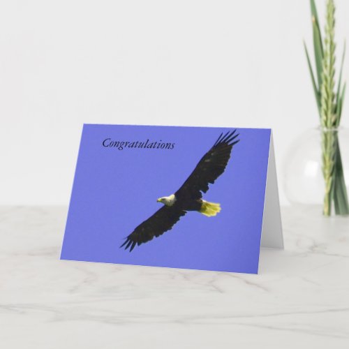 Congratulations card with soaring eagle photo