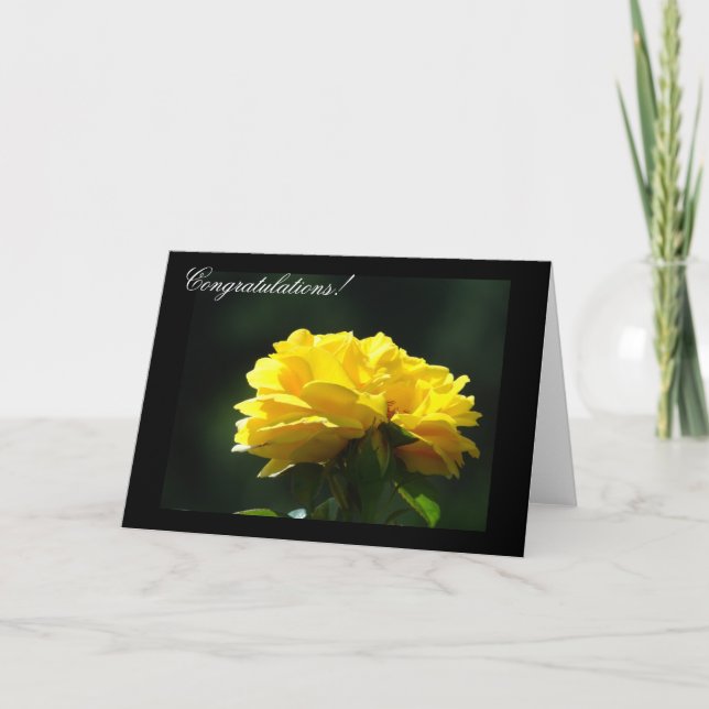 Congratulations! Cards Yellow Rose Flower (Front)