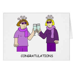 Congratulations Cartoon Ladies in Purple Cards