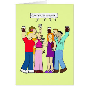 Congratulations Cartoon Young People Partying. Cards