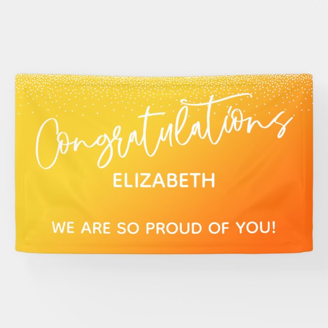 Congratulations Casual Orange & Yellow Ombre Banner (Horizontal)