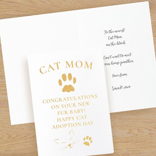 Congratulations Cat Adoption Foil Card